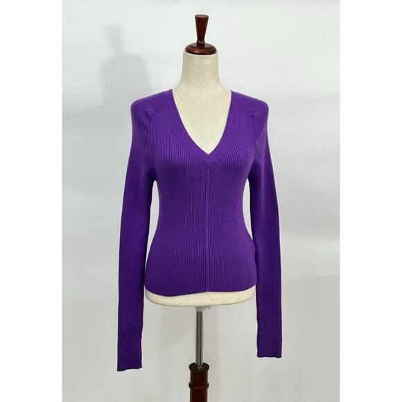 COLORUSH CSC Sz 1 S Jones Skinny V-Neck Ribbed Sweater Pullover Indigo NWT - Picture 6 of 7